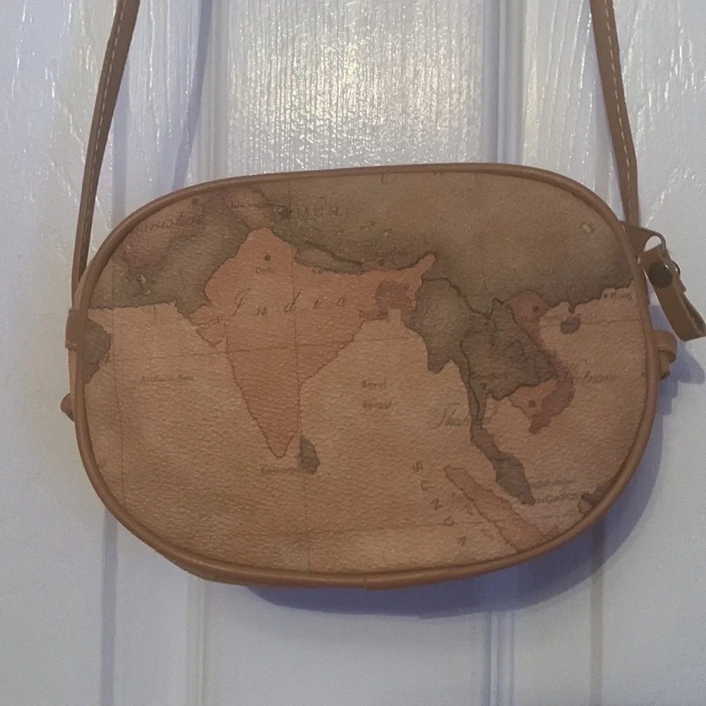 moni Map of the World Pattern Crossover Mini Bag